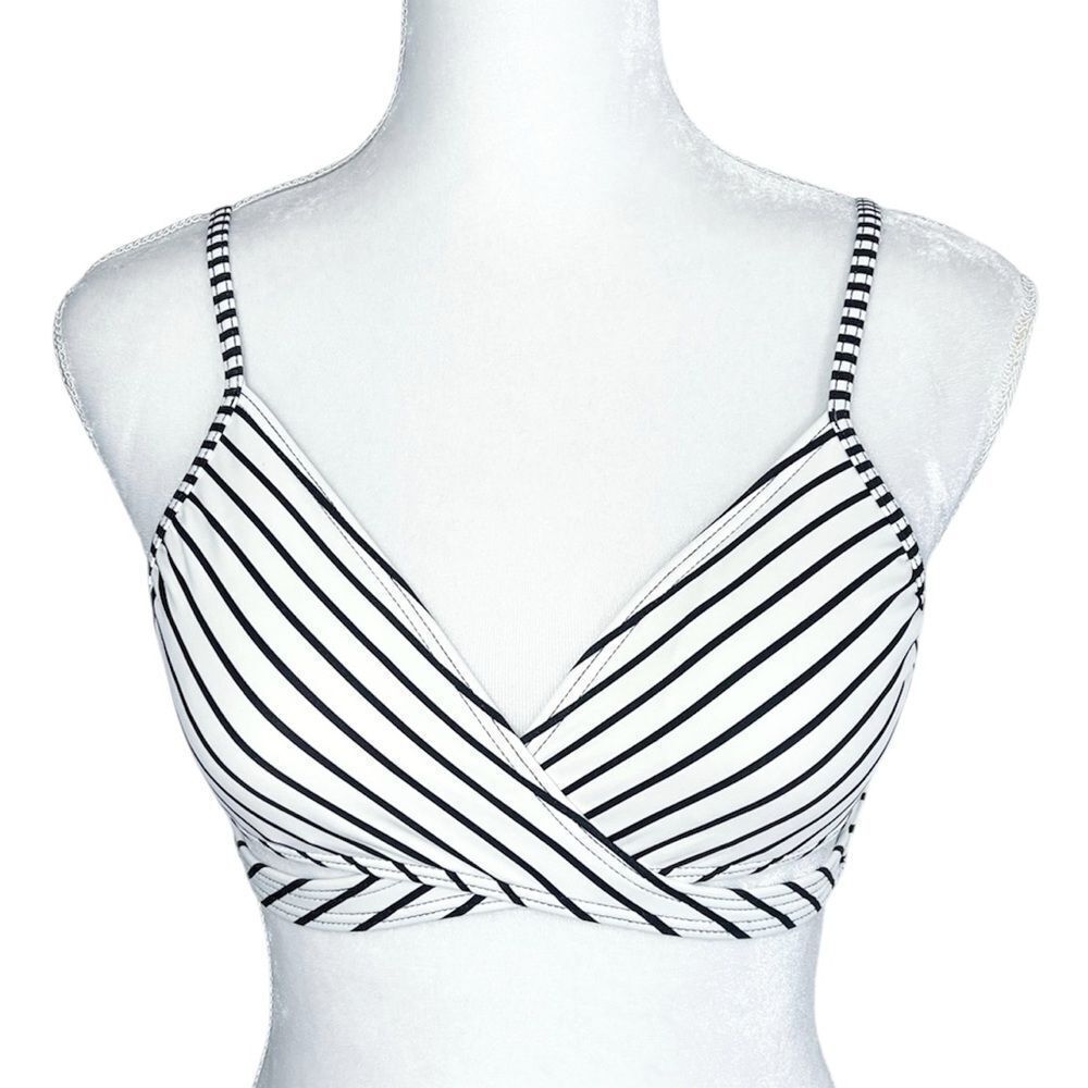 Vince Camuto White‎ Black Stripe Wrap Bikini Top Size Small